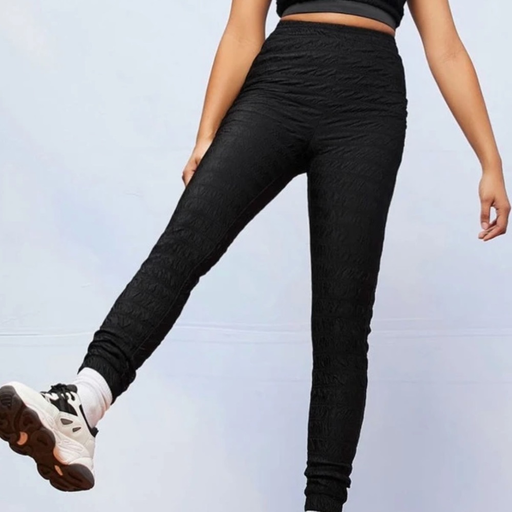 Textured Pants Elastic Waist Unique